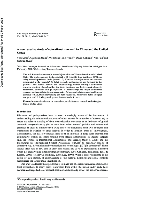 (PDF) A comparative study of educational research in China and the ...