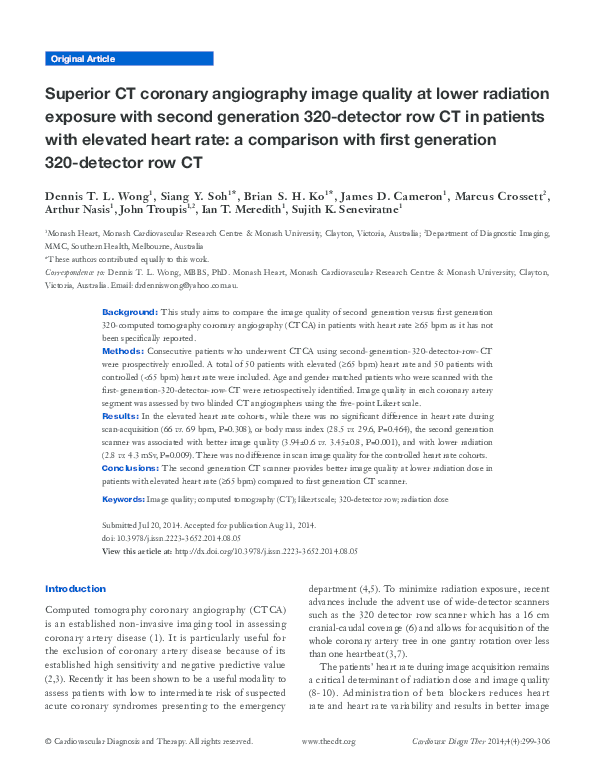 (PDF) Superior CT coronary angiography image quality at lower radiation ...