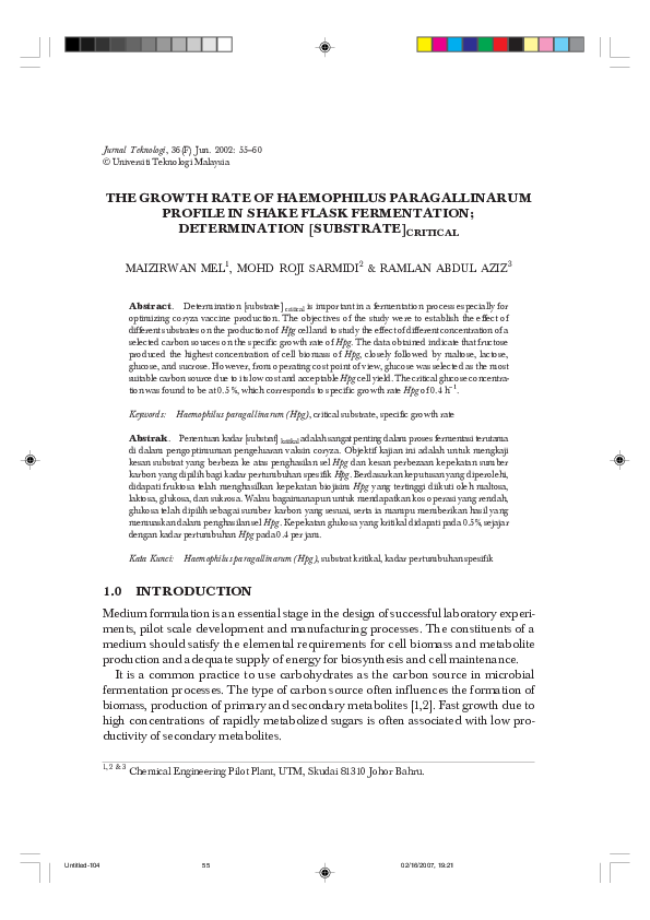 (PDF) The Growth Rate of Haemophilus Paragallinarum Profile in Shake