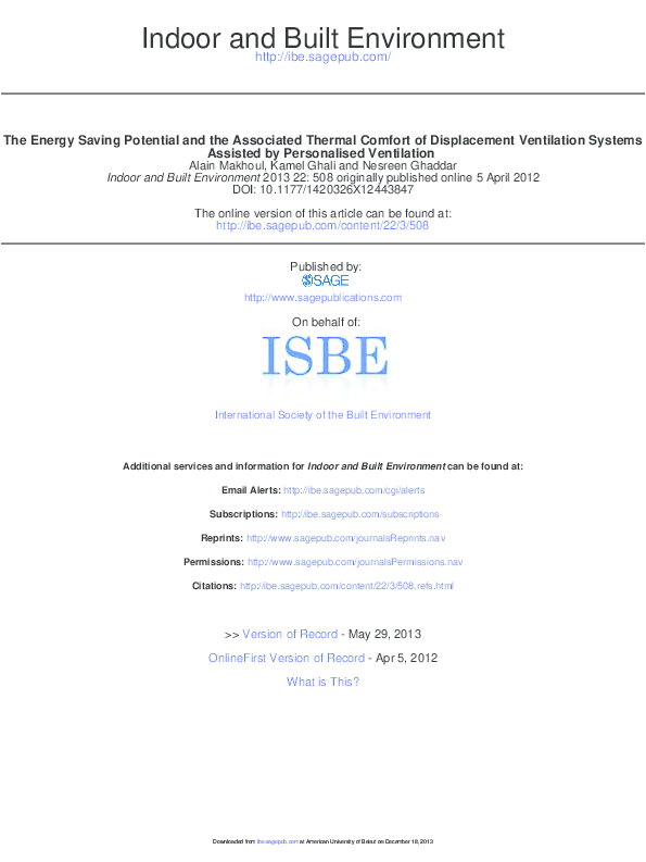 (PDF) The Energy Saving Potential and the Associated Thermal Comfort of ...