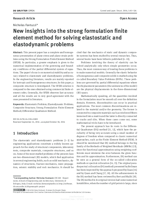 (PDF) New insights into the strong formulation finite element method ...