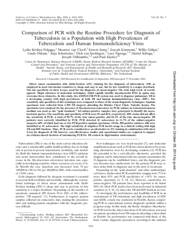 (PDF) Comparison of PCR with the Routine Procedure for Diagnosis of ...