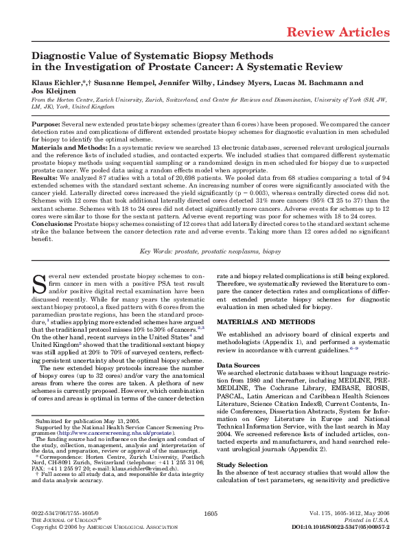 (PDF) Diagnostic value of systematic biopsy methods in the ...