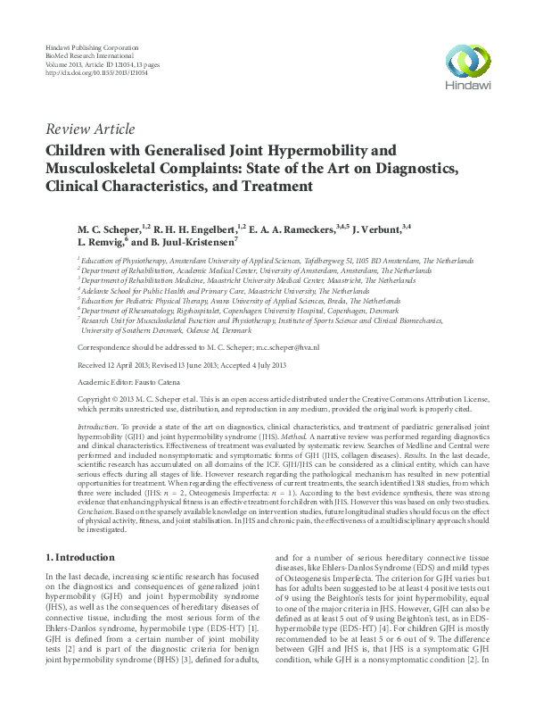 (PDF) Children with generalised joint hypermobility and musculoskeletal ...