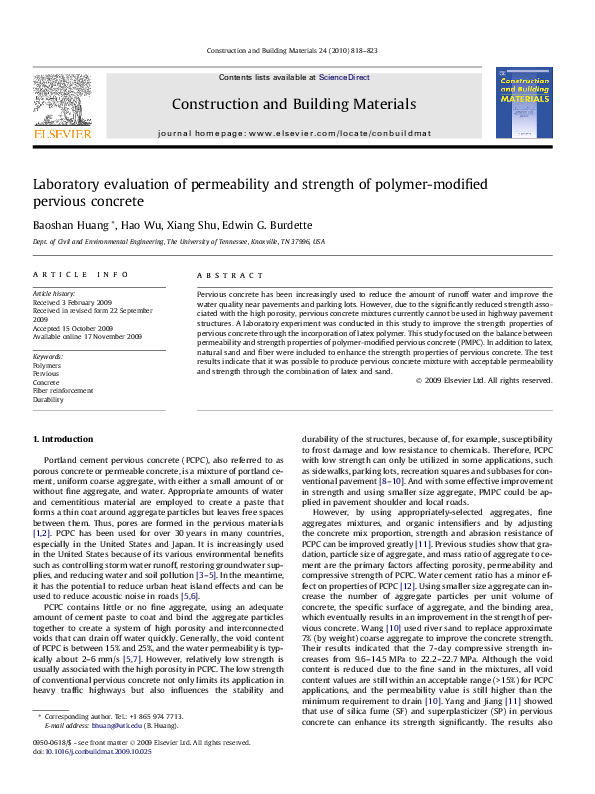 (PDF) Laboratory evaluation of permeability and strength of polymer ...