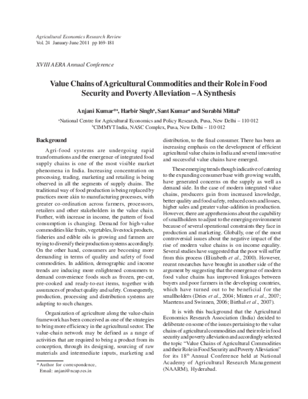 (PDF) Value Chains of Agricultural Commodities and their Role in Food ...