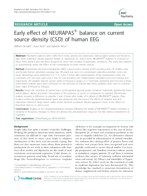 (PDF) Early effect of NEURAPAS® balance on current source density (CSD) of human EEG Wilfried