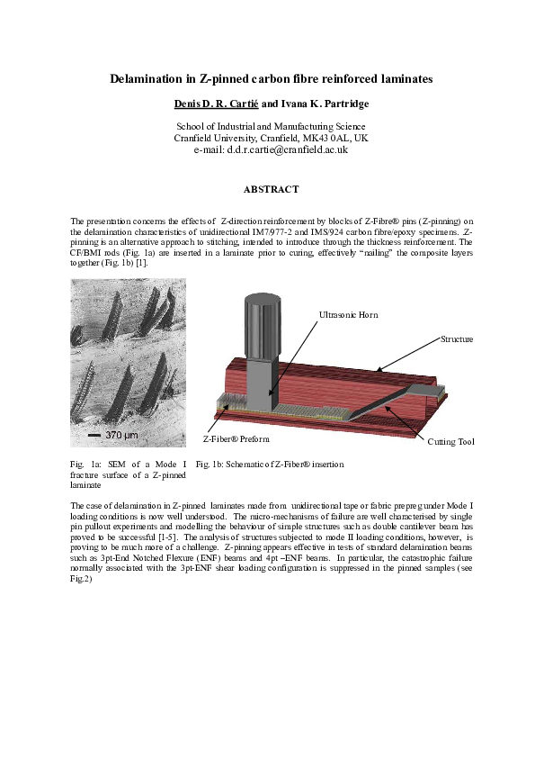 (PDF) Delamination of Z-pinned carbon fibre reinforced laminates