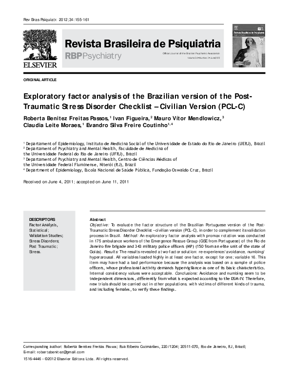 (PDF) Exploratory factor analysis of the brazilian version of the Post ...