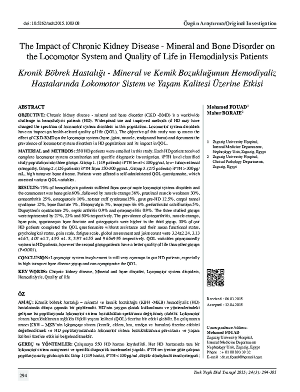 (PDF) The Impact of Chronic Kidney Disease - Mineral and Bone Disorder ...