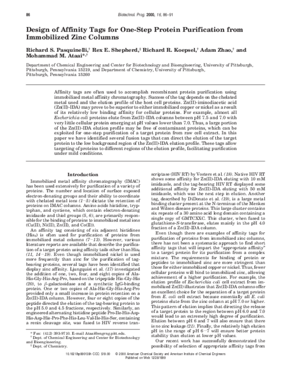(PDF) Design of Affinity Tags for One-Step Protein Purification from ...