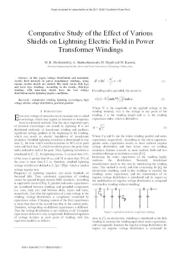 (PDF) Comparative study of the effect of various shields on lightning electric field in power