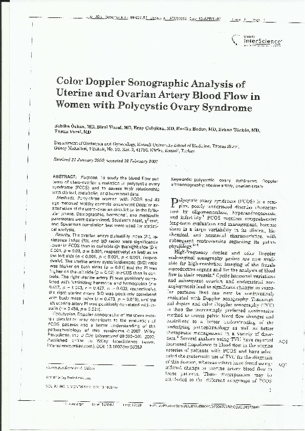 (PDF) Color doppler sonographic analysis of uterine and ovarian artery ...