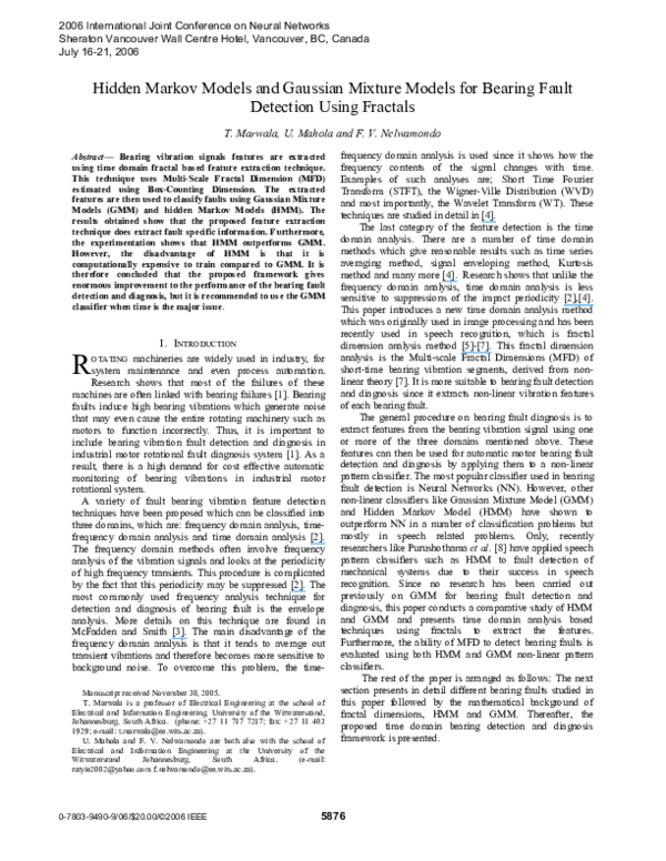 (PDF) Hidden Markov Models and Gaussian Mixture Models for Bearing ...