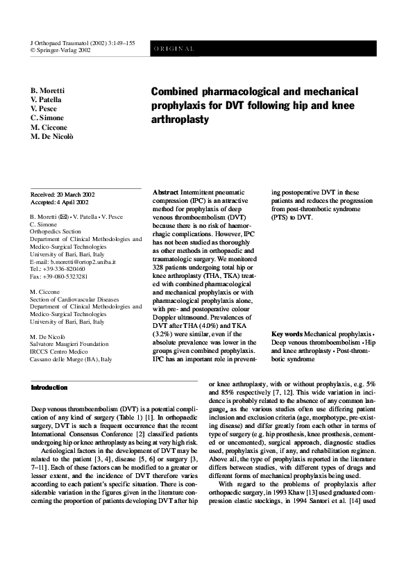 (PDF) Combined pharmacological and mechanical prophylaxis for DVT