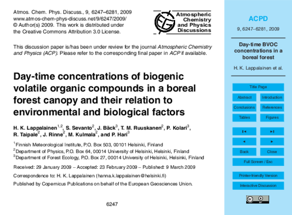 (PDF) Day-time concentrations of biogenic volatile organic compounds in ...