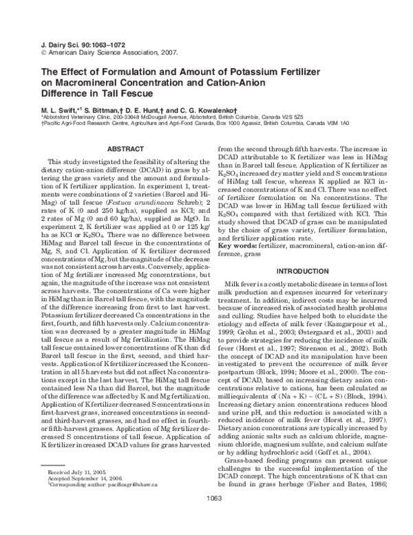 (PDF) The effect of formulation and amount of potassium fertilizer on ...