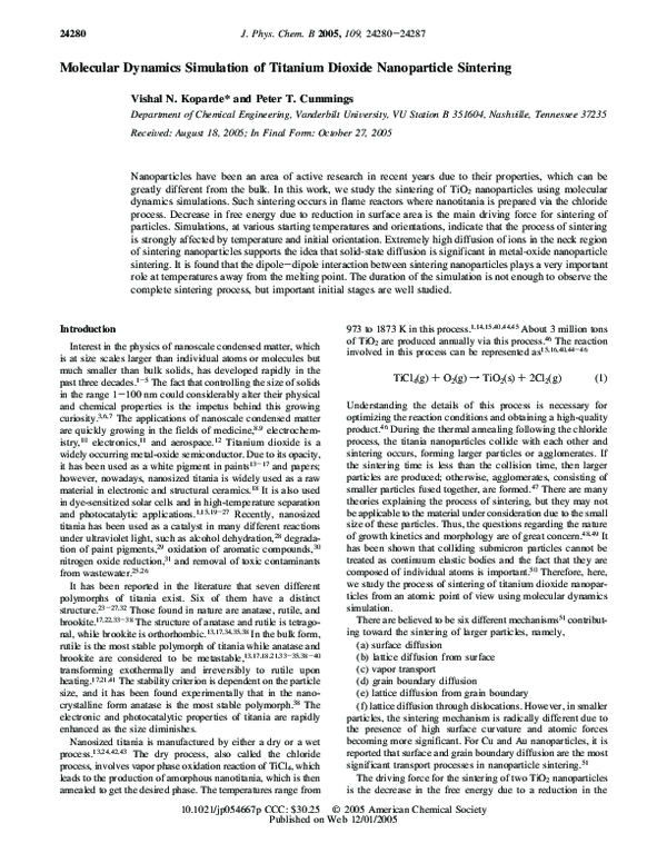 (PDF) Molecular Dynamics Simulation of Titanium Dioxide Nanoparticle ...