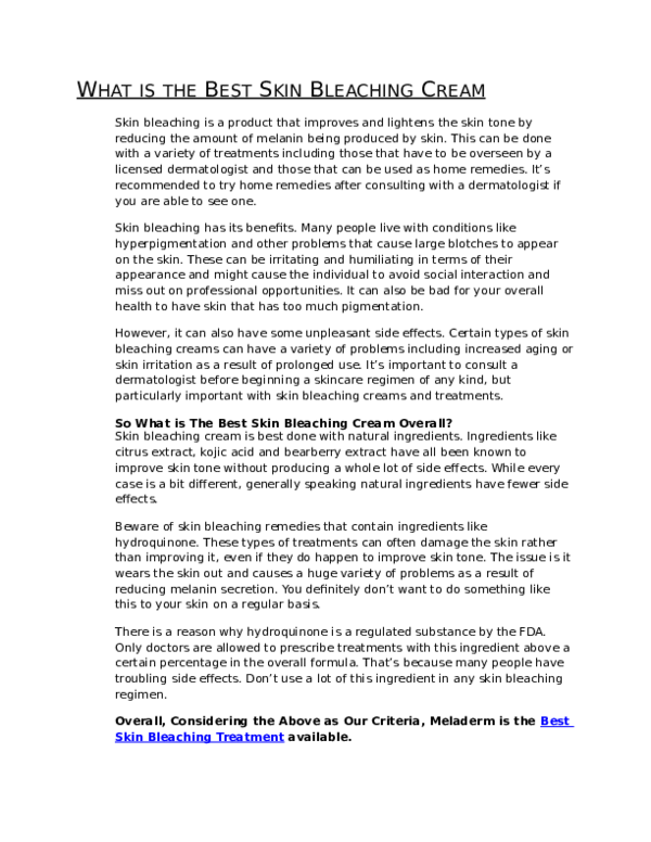 (DOC) What is the Best Skin Bleaching Cream Janie Williamson