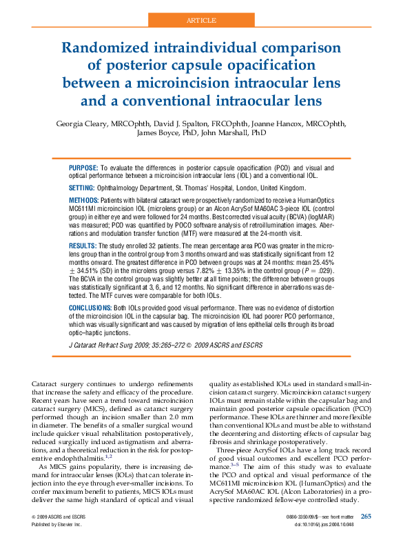 (PDF) Randomized intraindividual comparison of posterior capsule