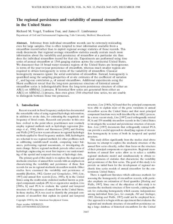 (PDF) The regional persistence and variability of annual streamflow in ...