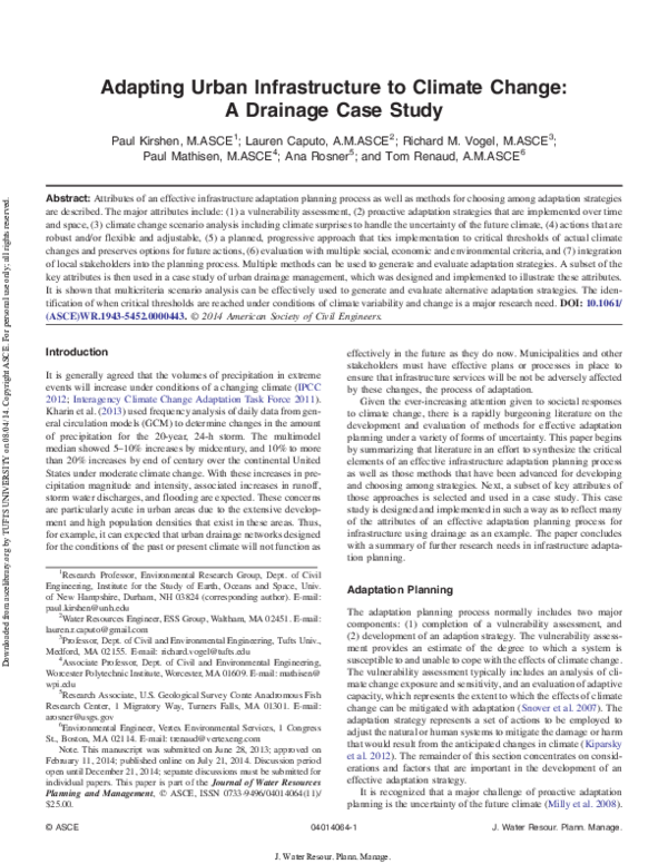 (PDF) Adapting Urban Infrastructure to Climate Change: A Drainage Case ...