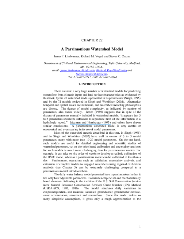 (PDF) A parsimonious watershed model