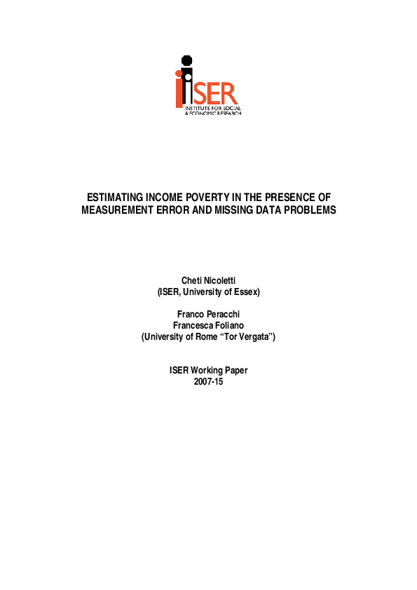 (PDF) Estimating income poverty in the presence of measurement error ...