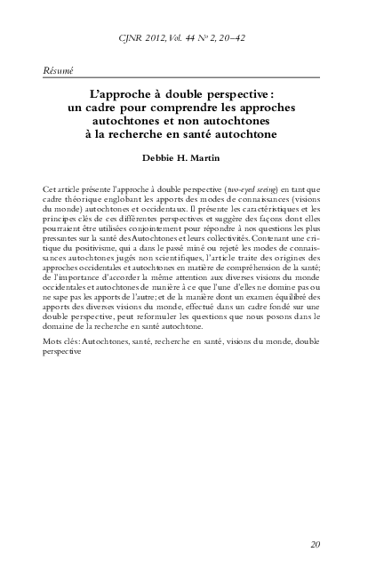 (PDF) Two-Eyed Seeing: A Framework for Understanding Indigenous and Non ...