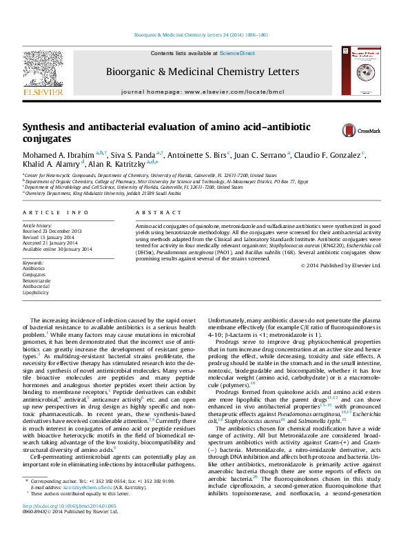 (PDF) Synthesis and antibacterial evaluation of amino acid–antibiotic ...