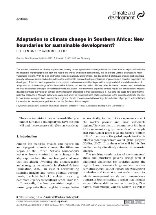 (PDF) Adaptation to climate change in Southern Africa: New boundaries ...