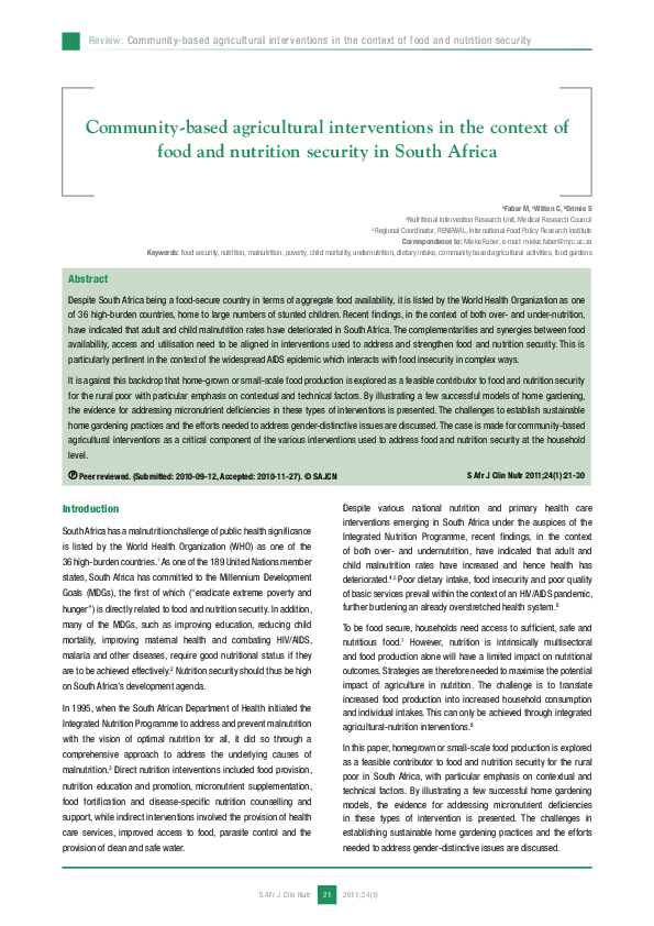 (PDF) Community-based agricultural interventions in the context of food ...