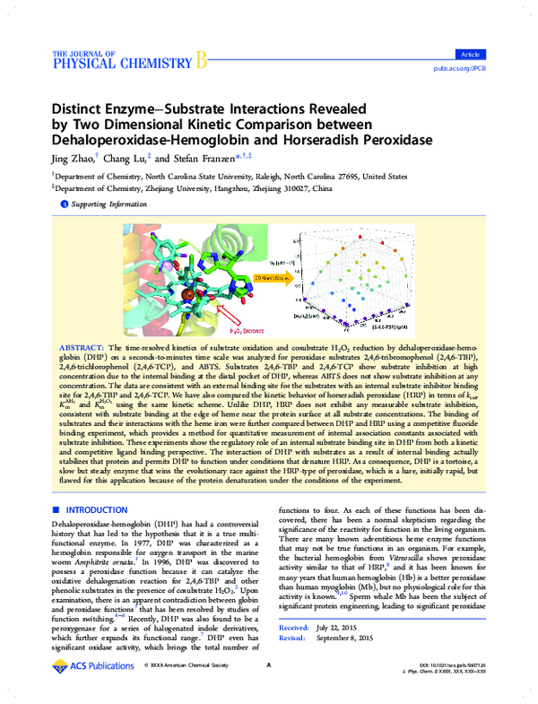 (PDF) Distinct EnzymeSubstrate Interactions Revealed by Two