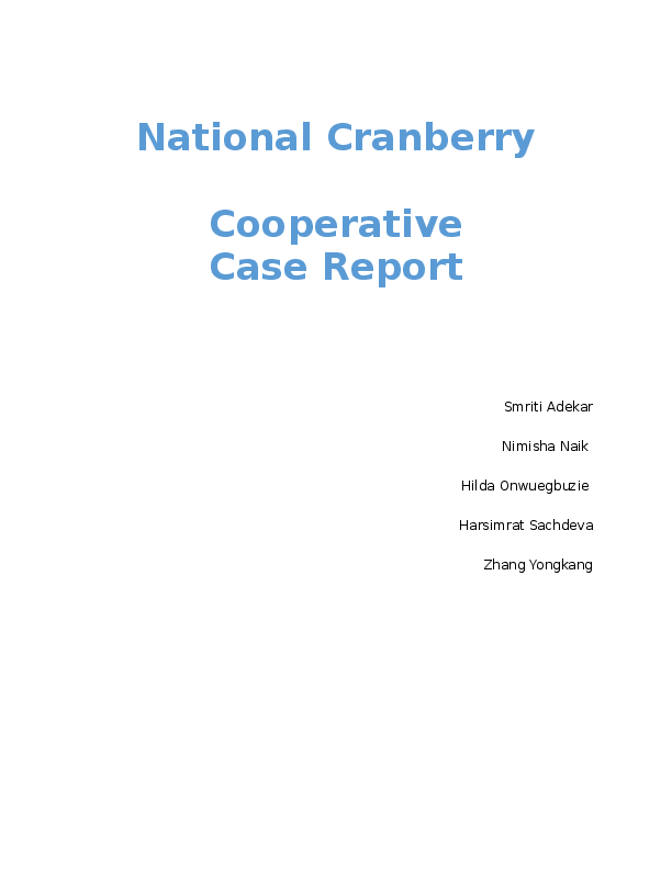 National cranberry case chegg picture