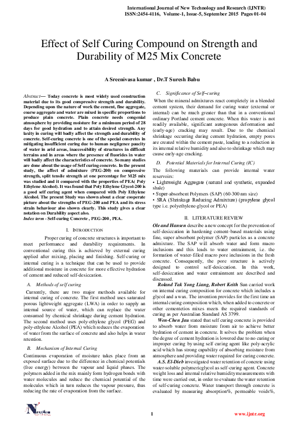 (PDF) Effect of Self Curing Compound on Strength and Durability of M25 ...