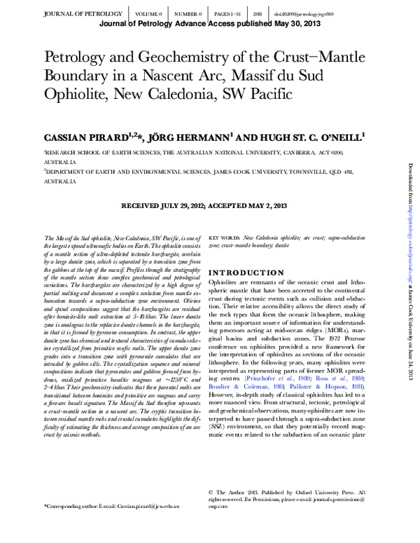 (PDF) Petrology and Geochemistry of the Crust-Mantle Boundary in a ...