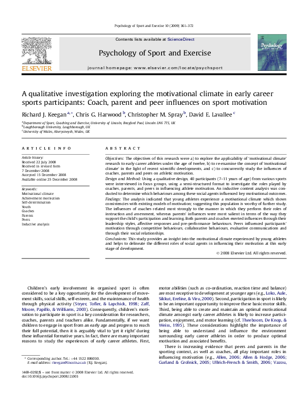 (PDF) A qualitative investigation exploring the motivational climate in ...