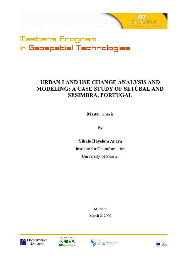 (PDF) Urban land use change analysis and modelling: a case study of ...