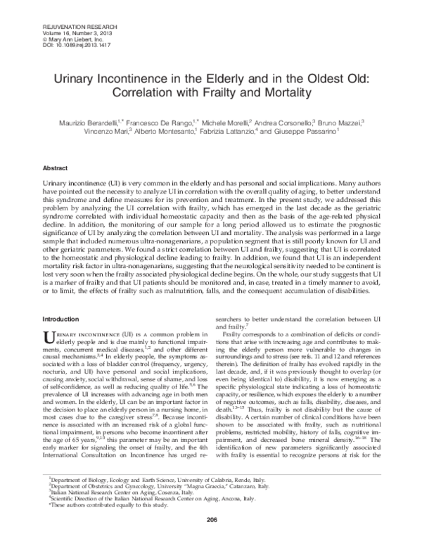 (PDF) Urinary Incontinence in the Elderly and in the Oldest Old ...
