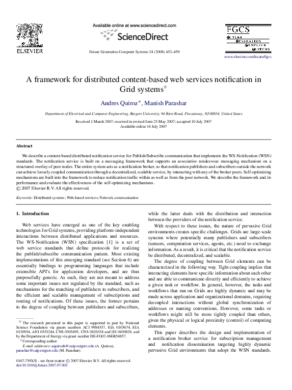 (PDF) A framework for distributed content-based web services ...