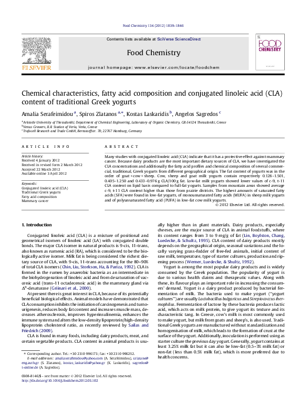 (PDF) Chemical characteristics, fatty acid composition and conjugated