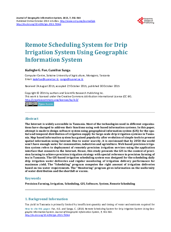(PDF) Remote Scheduling System for Drip Irrigation System Using ...