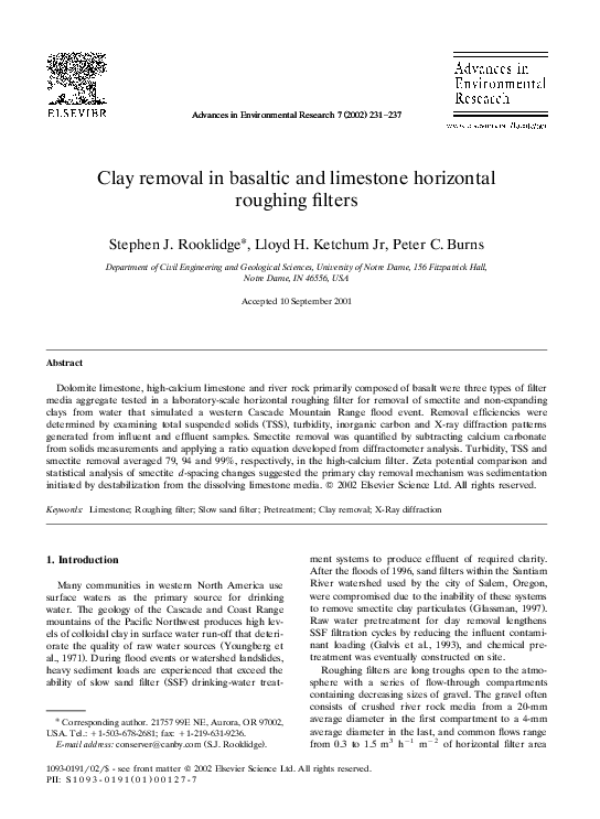 (PDF) Clay removal in basaltic and limestone horizontal roughing filters