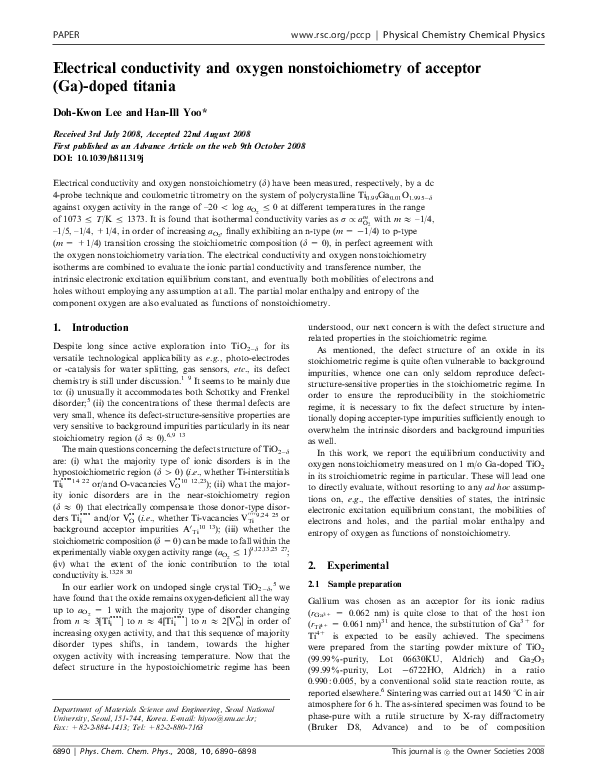 (PDF) Electrical conductivity and oxygen nonstoichiometry of acceptor ...