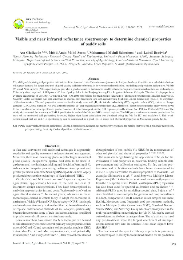 (PDF) Visible and near infrared reflectance spectroscopy for measuring ...