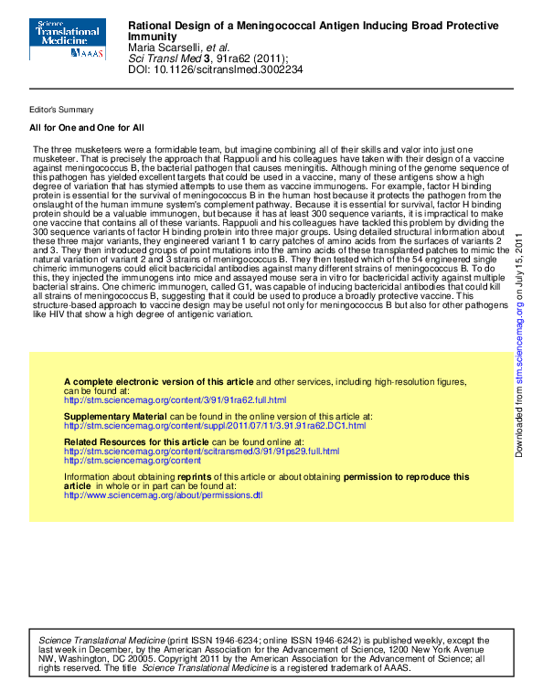(PDF) Rational Design of a Meningococcal Antigen Inducing Broad ...