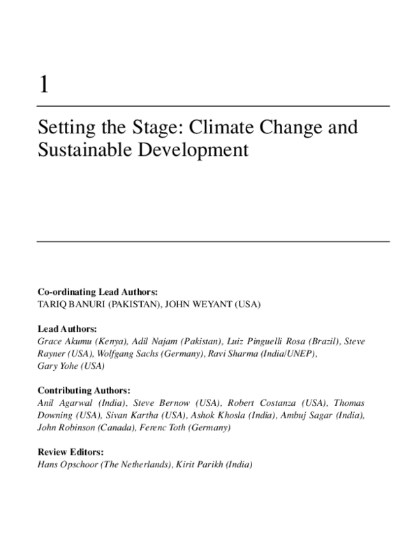 (PDF) Setting the stage: climate change and sustainable development