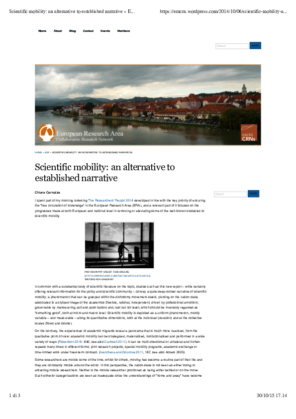 (PDF) Scientific mobility: an alternative to established narrative