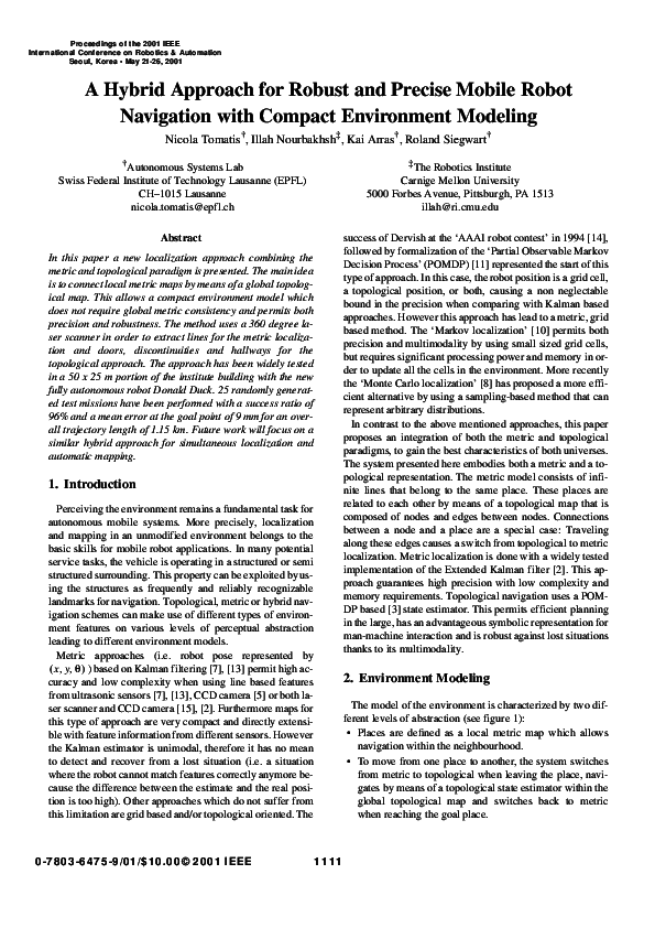 (PDF) A hybrid approach for robust and precise mobile robot navigation ...