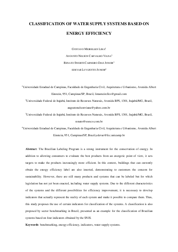 (PDF) CLASSIFICATION OF WATER SUPPLY SYSTEMS BASED ON ENERGY EFFICIENCY
